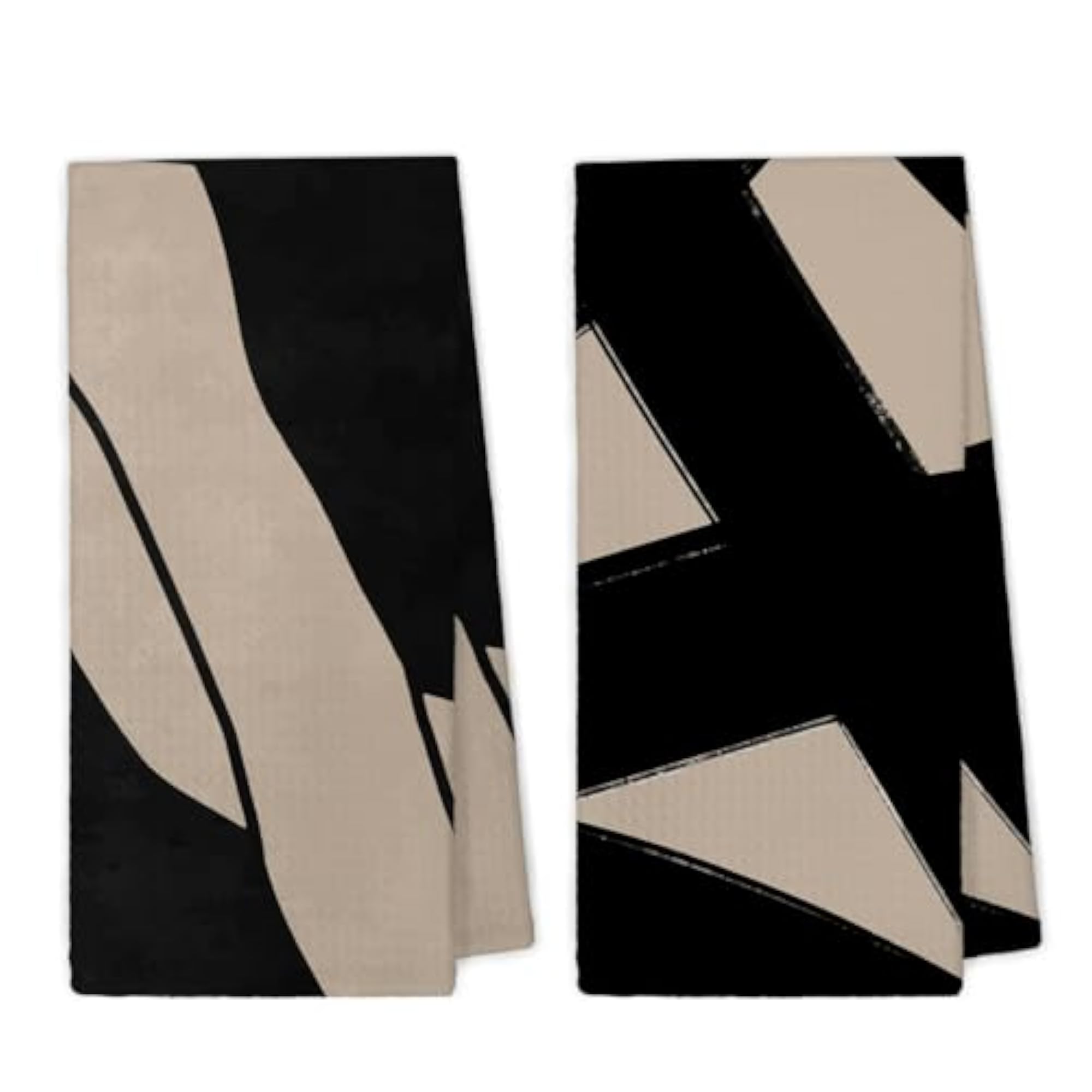 Beige and Black Abstract Kitchen Towels, Set of 2